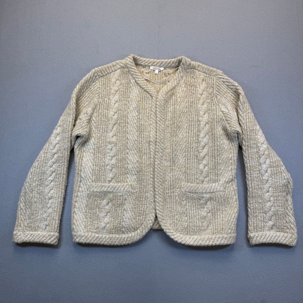 Gerard Darel Collection Studio Gold Metallic Cable Knit Cardigan Sweater Size 1